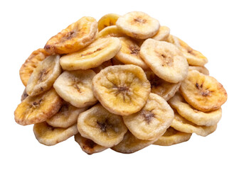 Dried Banana Chips isolated on a transparent background.