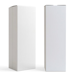 White blank tall vertical paperboard box with tuck-in flap on a Transparent Background