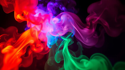 Fototapeta premium Colorful Smoke in Abstract Style with Red, Blue, Green, and Purple Hues Representing Creativity