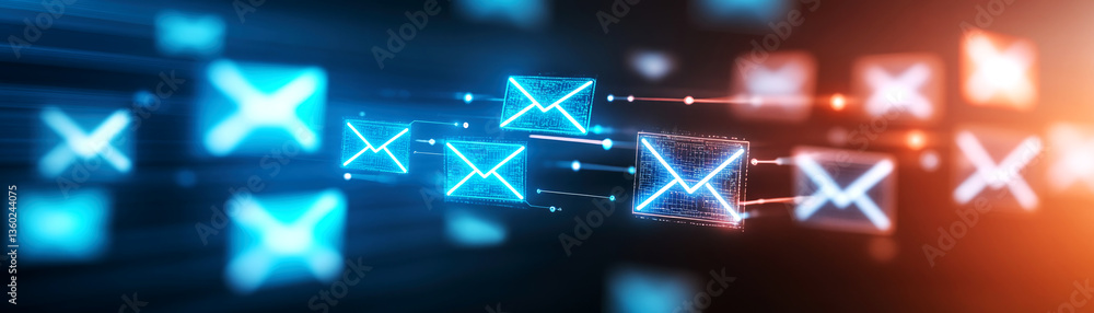 Aufkleber dynamic mail delivery action digital communication infographic visualization modern environment futu