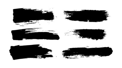 Collection of modern brush strokes. Line of grunge texture brush strokes. Vector black paint brush strokes set isolated on white background.