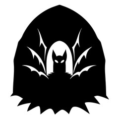 Spooky Halloween pumpkin and skull illustration with a cute black cat, bat, and moon in a spooky autumn night design