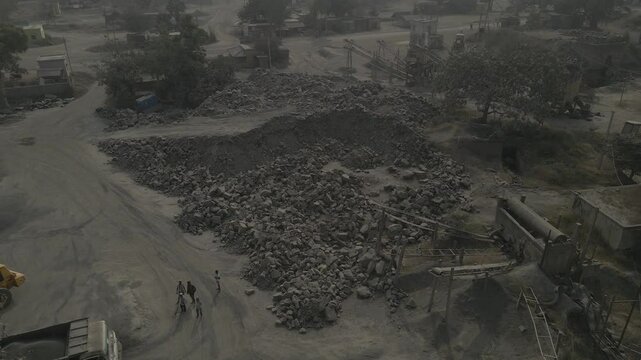 Drone Cinematic 4k India, rock crushing and mining District, West Bengal