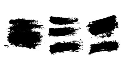 Collection of modern brush strokes. Line of grunge texture brush strokes. Vector black paint brush strokes set isolated on white background.