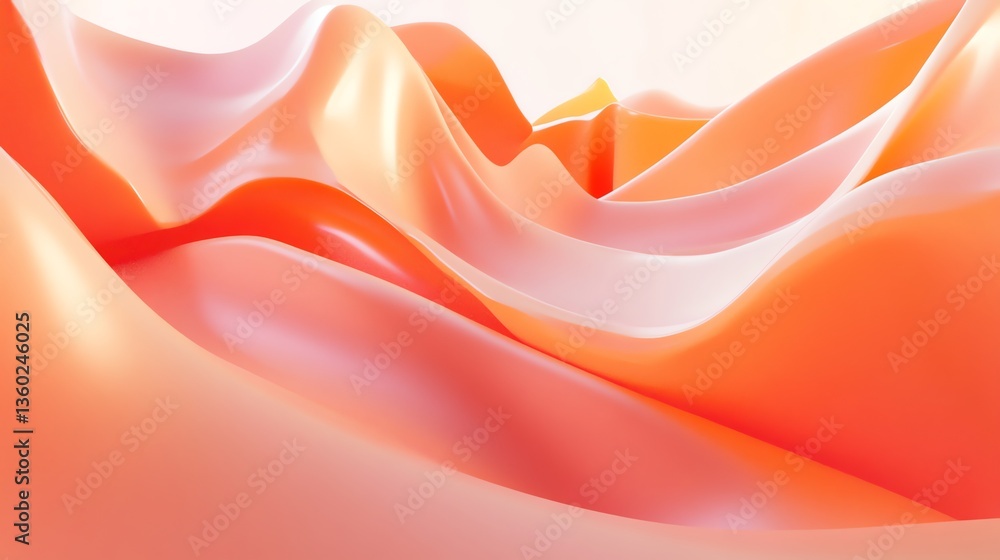 Poster abstract orange waves background with smooth flowing shapes and soft light