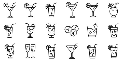 "Cocktail Line Icon Representing Stylish Drinks, Bar Culture, and Cocktail Parties in a Clean and Modern Linear Design"
