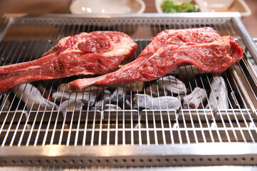 Chinese food. Grilled lamb ribs.