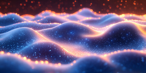 Obraz premium Abstract digital artwork depicting flowing waves of light and color, creating mesmerizing cosmic landscape