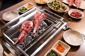 Chinese food. Grilled lamb ribs.