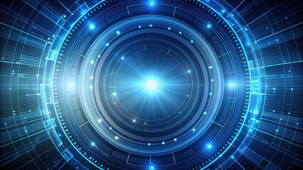 Obraz premium Abstract Futuristic Technology Interface Glowing Circular Design with Network Connections and Digital Elements