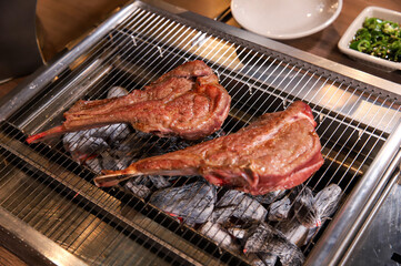 Chinese food. Grilled lamb ribs.