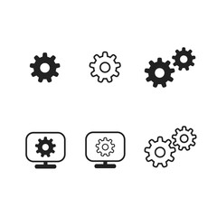 Simple Black and White Gear Icons