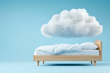 Bed with a cloud on top of it