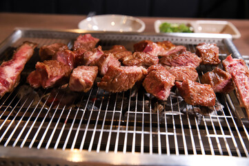 Chinese food. Grilled lamb ribs.