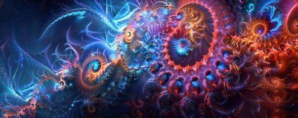 Mystical 3D Fractal colourful fantasy magical complex.