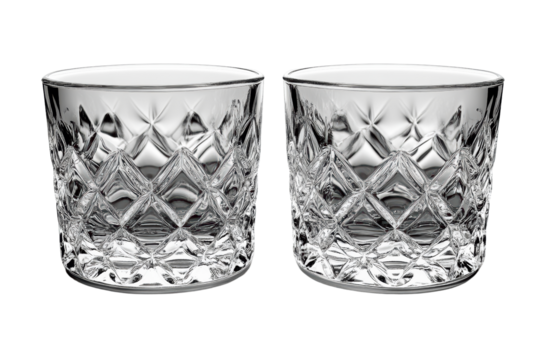 Elegant crystal glassware perfect for cocktails or whiskey, showcasing intricate diamond patterns and timeless design.