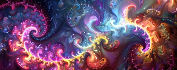 Mystical 3D Fractal colourful fantasy magical cosmos galaxy.