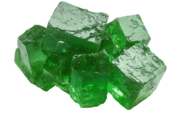 Vibrant green jelly cubes stacked together, perfect for desserts or unique culinary presentations.