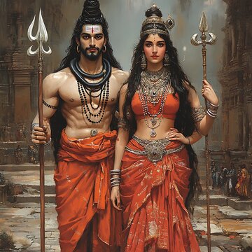 Hindu Gods with Temple Setting.
