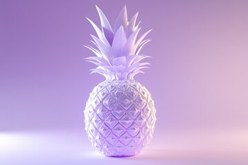 A beautifully rendered white pineapple displayed against a purple backdrop