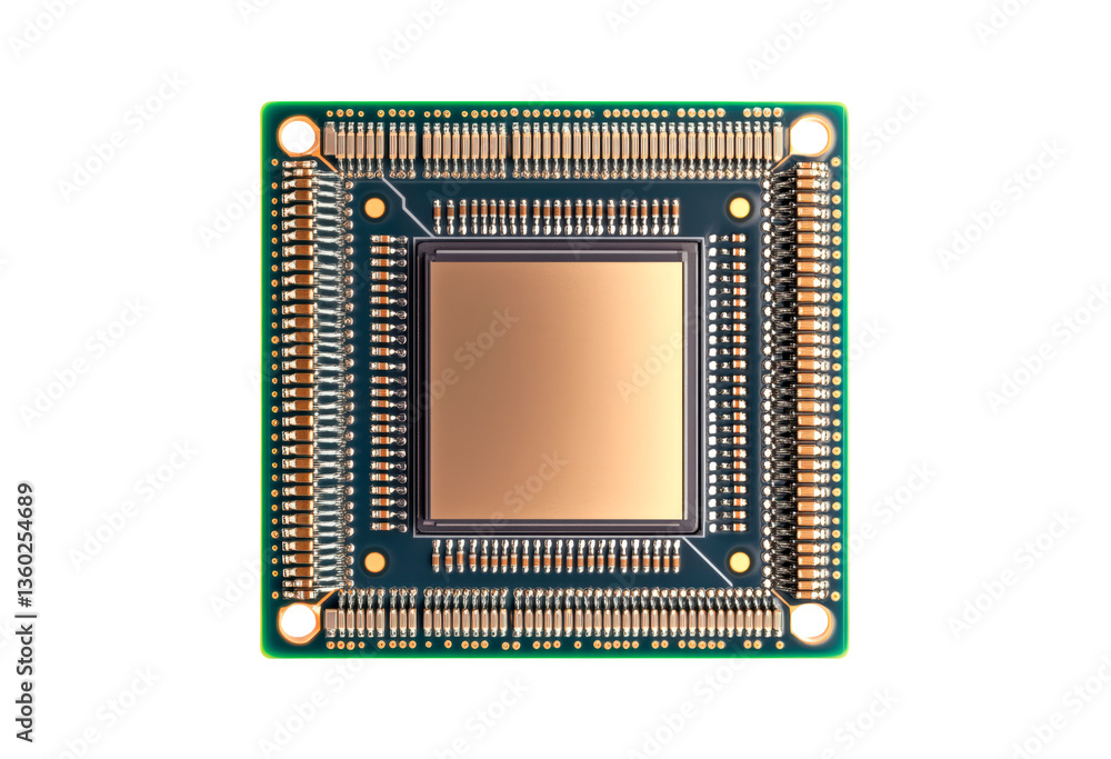 Poster computer microchips technology isolated on transparent background