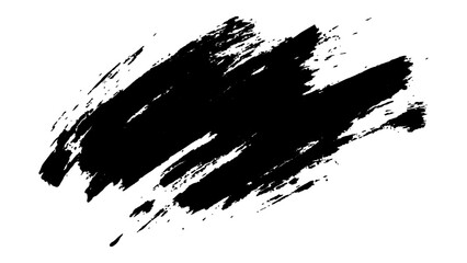 Abstract black paint splatter on white background. Stylish, grunge with a rough, worn look in dust and scratches on a white background. Brush strokes, stain grunge isolated on white background,