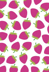 Strawberry seamless set icon. Bright red fruit with green leaves arranged on white background, ideal for food decor, organic packaging, dessert themes, fruity concepts.