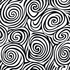 Elegant swirling monochrome spirals in a seamless abstract pattern with geometric curves and minimalistic design Generative AI