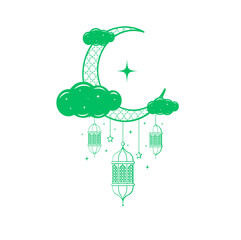 hand drawn vector illustration of a green apple