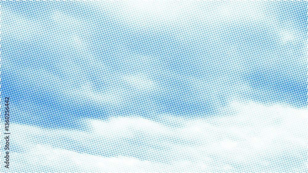 Leinwandbilder White halftone clouds vector overlay texture. Halftone dot cloud pattern. Blue sky pixel texture vector background with copy space.