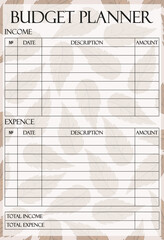 Budget planner set icon. Mint leaf background with income and expense tracker, suited for botanical themes, personal finance, and calming nature design