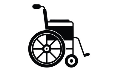 Classic wheelchair side silhouette, Wheelchair silhouette vector, Wheel chair icon symbol 