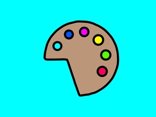 The image depicts a colorful artist's paint palette