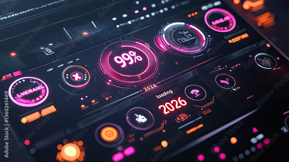 Poster a futuristic progress bar displaying 