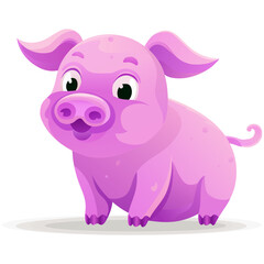 Piglet set icon. Cute cartoon pig with soft beige body symbolizes farm animal, livestock, innocence, children's illustration, sweet expression.