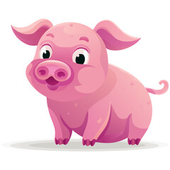 Piglet set icon. Cute cartoon pig with soft beige body symbolizes farm animal, livestock, innocence, children's illustration, sweet expression.