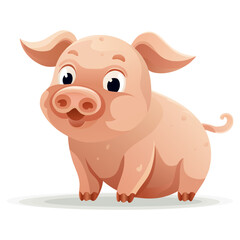 Piglet set icon. Cute cartoon pig with soft beige body symbolizes farm animal, livestock, innocence, children's illustration, sweet expression.