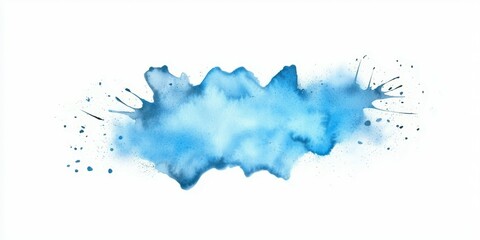 Obraz premium Blue watercolor painting with splatters of paint