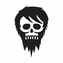 Fototapeta premium Skull with Hair and Beard Silhouette. vector image