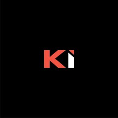 Initial KI Logo Design icon isolated on black background
