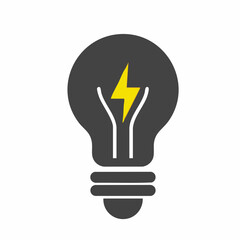 Lightbulb with Lightning Bolt Icon. vector image
