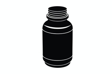 Medical capsule black plastic bottle silhouette vector illustration