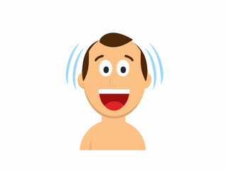 Happy Cartoon Man with Sound Waves. vector image