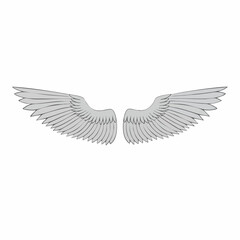 Obraz premium Gray Feathered Wings Vector Illustration. vector image