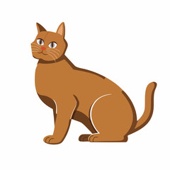 Fototapeta premium Cute Orange Cat Sitting Side View Illustration. vector image