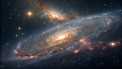 Obraz premium Spiral galaxy with glowing center in deep space
