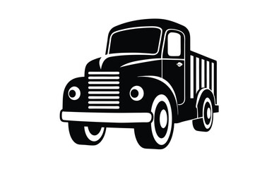 Vintage lorry truck side silhouette, the black silhouette of a vintage lorry truck a gray shadow