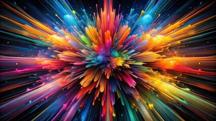 A vibrant explosion of color, a dynamic burst of radiant hues and dazzling streaks of light