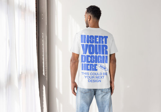 Minimalist T-Shirt Back Mockup in Bright Setting