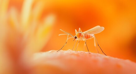 Mosquito Feeding on Skin Causing Irritation and Potential Disease Transmission